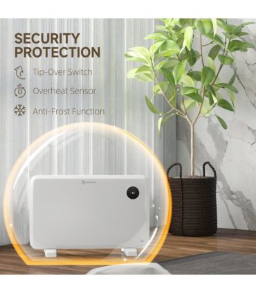 1200W Electric Convector Heater, Quiet Space Heater with LED Display, White