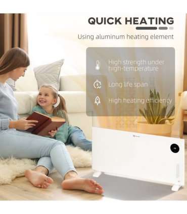 2000W Electric Convector Heater, Quiet Space Heater with LED Display, White