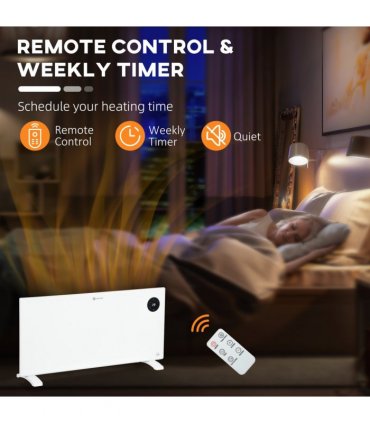2000W Electric Convector Heater, Quiet Space Heater with LED Display, White