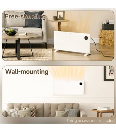 2000W Electric Convector Heater, Quiet Space Heater with LED Display, White