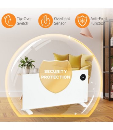 2000W Electric Convector Heater, Quiet Space Heater with LED Display, White