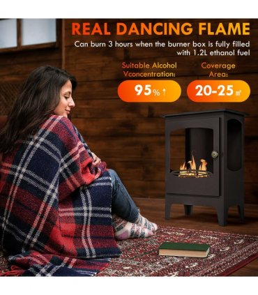 HOMCOM Freestanding Bioethanol Fireplace Ethanol Fireplace Stove with 1.2L Tank