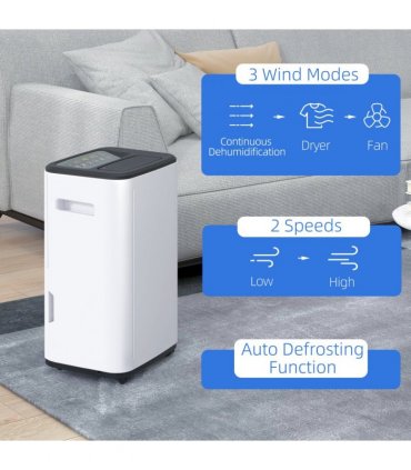 HOMCOM 20L/Day 6L Dehumidifier, Portable Quiet Air Dehumidifier for Laundry
