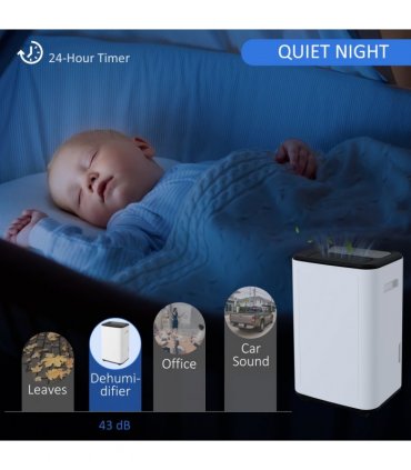 HOMCOM 20L/Day 6L Dehumidifier, Portable Quiet Air Dehumidifier for Laundry