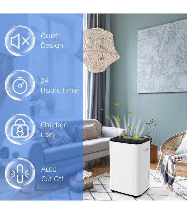 HOMCOM 20L/Day 6L Dehumidifier, Portable Quiet Air Dehumidifier for Laundry