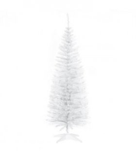 HOMCOM 5FT Pencil Slim Artificial Christmas Tree with Study Stand Tips White