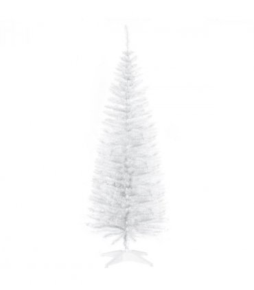 HOMCOM 5FT Pencil Slim Artificial Christmas Tree with Study Stand Tips White