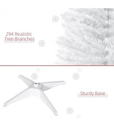 HOMCOM 5FT Pencil Slim Artificial Christmas Tree with Study Stand Tips White
