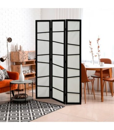 HOMCOM Folding Room Divider 3 Panel Privacy Screen Protector with Wooden Frame
