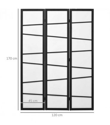HOMCOM Folding Room Divider 3 Panel Privacy Screen Protector with Wooden Frame