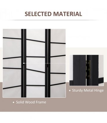 HOMCOM Folding Room Divider 3 Panel Privacy Screen Protector with Wooden Frame