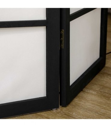 HOMCOM Folding Room Divider 3 Panel Privacy Screen Protector with Wooden Frame