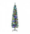 HOMCOM 6ft Artificial Pencil Christmas Tree with Colourful Lights, Steel Base