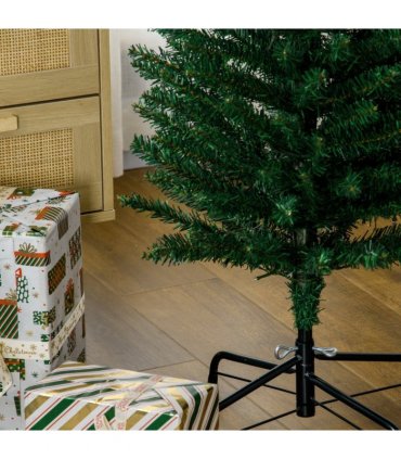 HOMCOM 6ft Artificial Pencil Christmas Tree with Colourful Lights, Steel Base