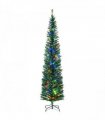 HOMCOM 7.5ft Artificial Pencil Christmas Tree with Colourful Lights, Steel Base