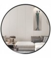 HOMCOM Wall Mirror for Living Room Bedroom, 61 cm Circle Bathroom Mirror, Black