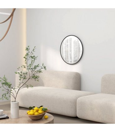 HOMCOM Wall Mirror for Living Room Bedroom, 61 cm Circle Bathroom Mirror, Black