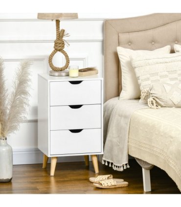 Chest of Drawers - White particle 3 Drawer Unit Storage Bedroom Living Room