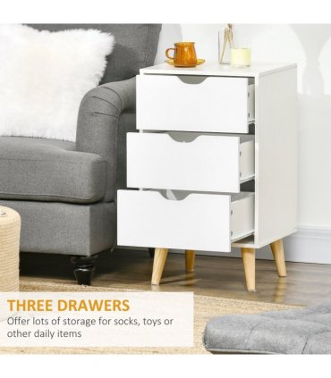 Chest of Drawers - White particle 3 Drawer Unit Storage Bedroom Living Room