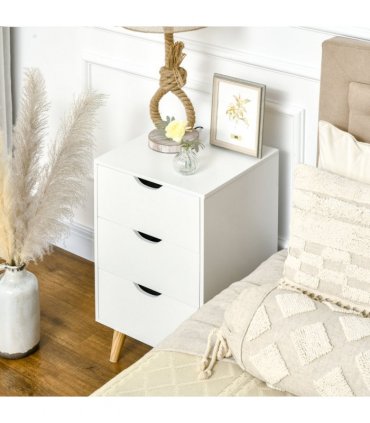 Chest of Drawers - White particle 3 Drawer Unit Storage Bedroom Living Room