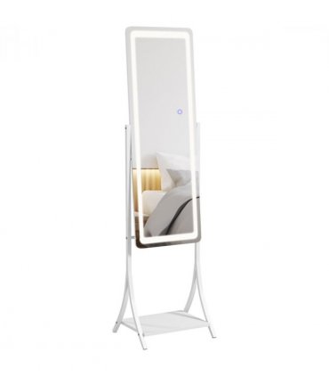 LED Lighted Full Length Mirror White 42L x 37W x 155.5H cm Adjustable Brightness