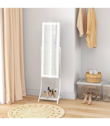 LED Lighted Full Length Mirror White 42L x 37W x 155.5H cm Adjustable Brightness