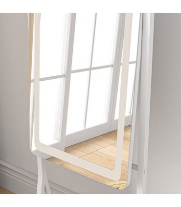 LED Lighted Full Length Mirror White 42L x 37W x 155.5H cm Adjustable Brightness