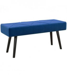 Bed-End Bench Blue Velvet Upholstery Steel Legs 100L x 36W x 45H cm Comfortable