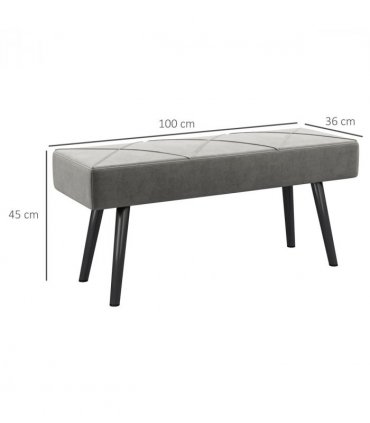 HOMCOM End of Bed Bench, Upholstered Hallway Bedroom with Steel Legs, Grey