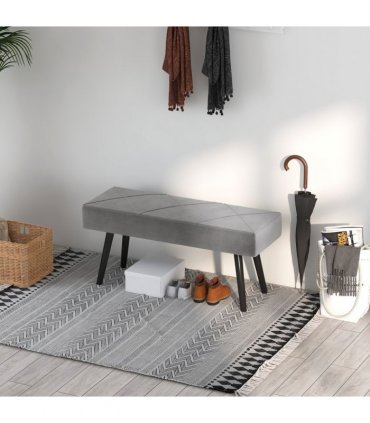 HOMCOM End of Bed Bench, Upholstered Hallway Bedroom with Steel Legs, Grey