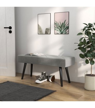 HOMCOM End of Bed Bench, Upholstered Hallway Bedroom with Steel Legs, Grey