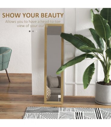 HOMCOM Full Length Mirror, Farmhouse Wall Mirror, Hanging & Freestanding