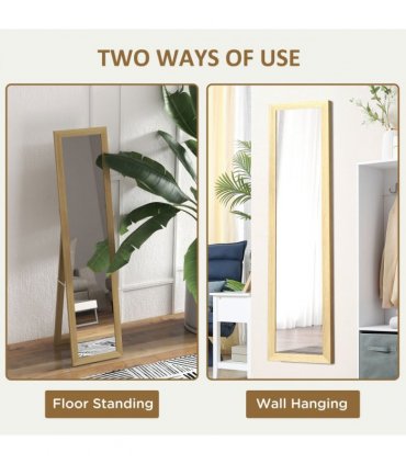 HOMCOM Full Length Mirror, Farmhouse Wall Mirror, Hanging & Freestanding