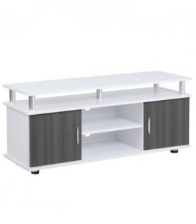 HOMCOM TV Cabinet Stand Entertainment Center Media Console Storage Grey, White