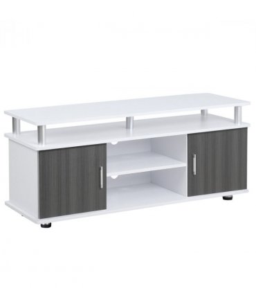 HOMCOM TV Cabinet Stand Entertainment Center Media Console Storage Grey, White