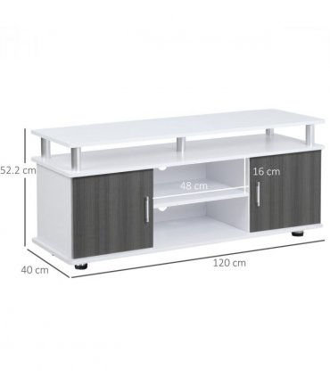 HOMCOM TV Cabinet Stand Entertainment Center Media Console Storage Grey, White