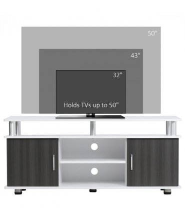 HOMCOM TV Cabinet Stand Entertainment Center Media Console Storage Grey, White