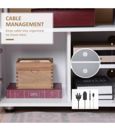 HOMCOM TV Cabinet Stand Entertainment Center Media Console Storage Grey, White