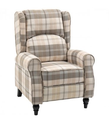 HOMCOM Recliner Chair for Living Room Wingback Chair with Padded Armrest Khaki