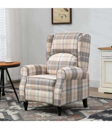 HOMCOM Recliner Chair for Living Room Wingback Chair with Padded Armrest Khaki