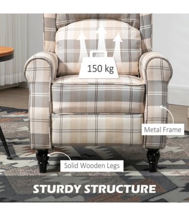 HOMCOM Recliner Chair for Living Room Wingback Chair with Padded Armrest Khaki