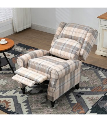 HOMCOM Recliner Chair for Living Room Wingback Chair with Padded Armrest Khaki