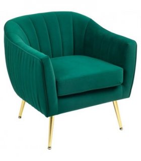 Fabric Single Sofa Arm Chair Upholstered Flocking Wood Leg Living Room Furniture