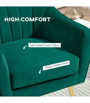 Fabric Single Sofa Arm Chair Upholstered Flocking Wood Leg Living Room Furniture