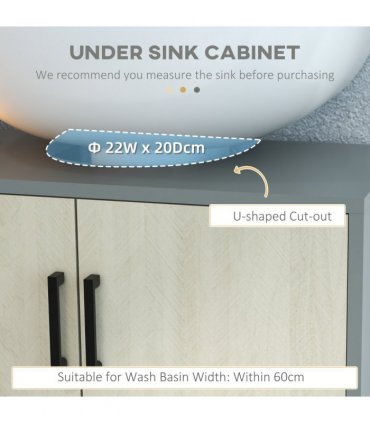 Bathroom Sink Cabinet Natural Wood Finish 60L x 30W x 60H cm Particle Board