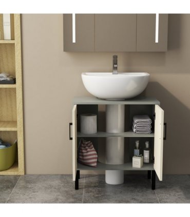 Bathroom Sink Cabinet Natural Wood Finish 60L x 30W x 60H cm Particle Board