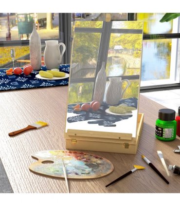 Table Easel Natural Wood Finish 27L x 41.5W x 74.5H cm Adjustable Sketch Board