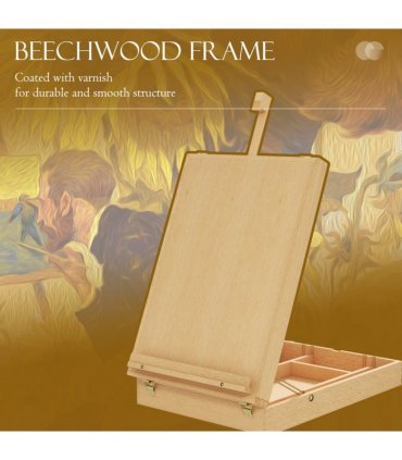 Table Easel Natural Wood Finish 27L x 41.5W x 74.5H cm Adjustable Sketch Board