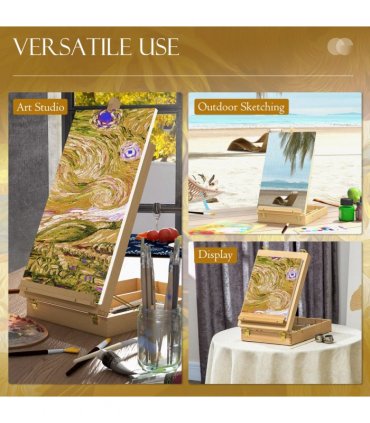 Table Easel Natural Wood Finish 27L x 41.5W x 74.5H cm Adjustable Sketch Board