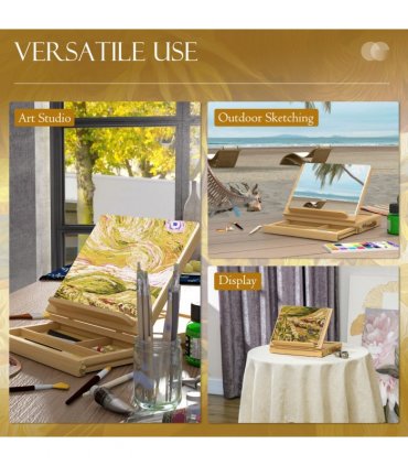Vinsetto Wooden Table Easel Box with Storage Portable Folding Artist Easel
